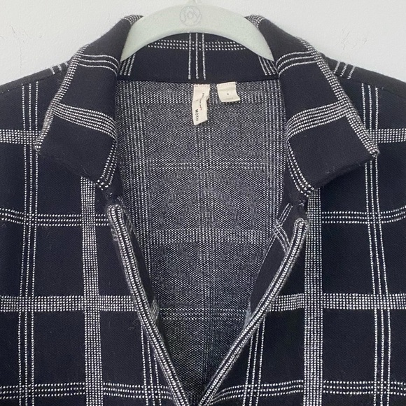 Moth by Anthropologie Windowpane Knit Sweater Blazer Black White S Office Career - Picture 6 of 14